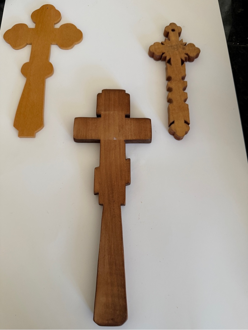 Vintage Wood Cross Lot of 3 Orthodox Byzantine Christian Crucifix - Picture 3 of 4
